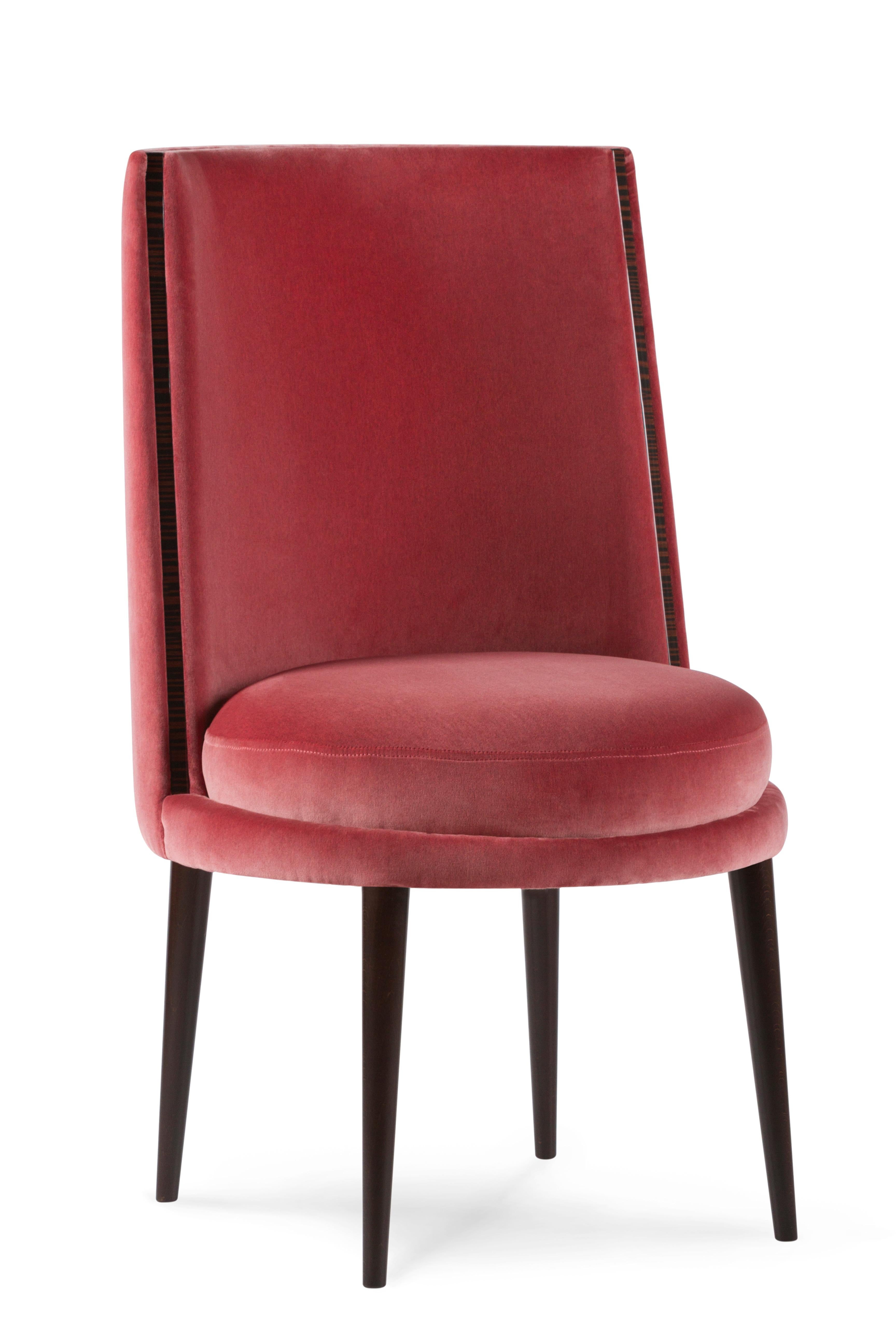 Modern De Castro Dining Chairs, Velvet, Beech, Handmade Portugal by Greenapple For Sale 11