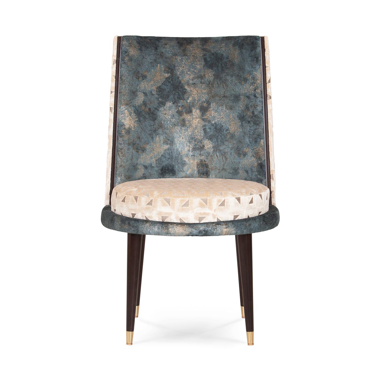 Contemporary Modern De Castro Dining Chairs, Velvet, Beech, Handmade Portugal by Greenapple For Sale