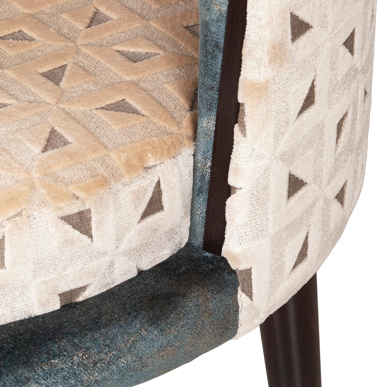 Modern De Castro Dining Chairs, Velvet, Beech, Handmade Portugal by Greenapple For Sale 1