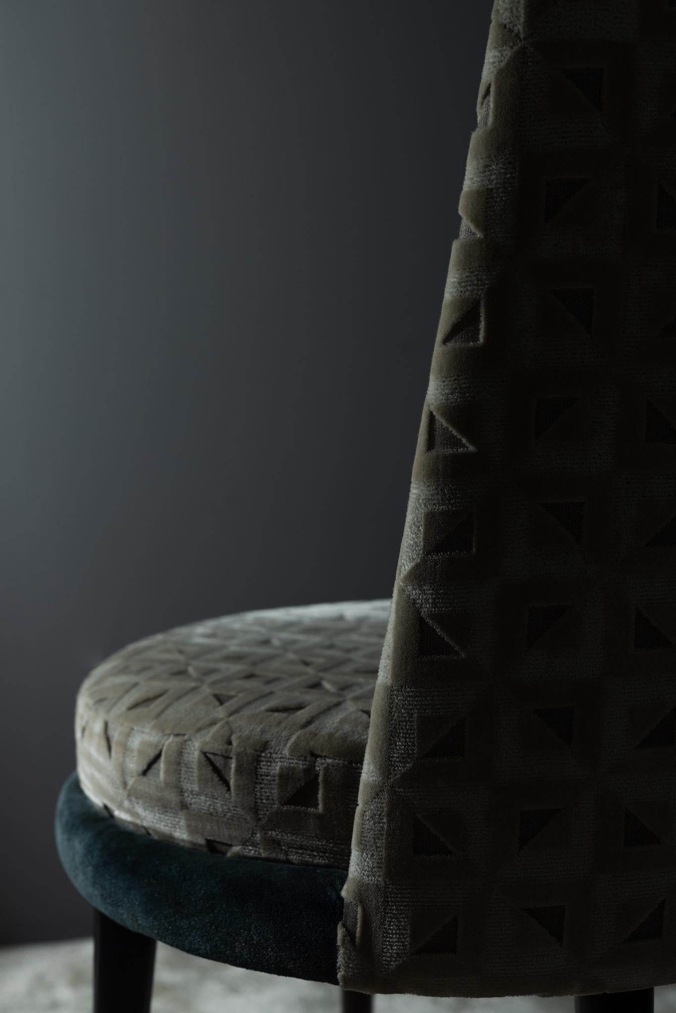 Modern De Castro Dining Chairs, Velvet, Beech, Handmade Portugal by Greenapple For Sale 5