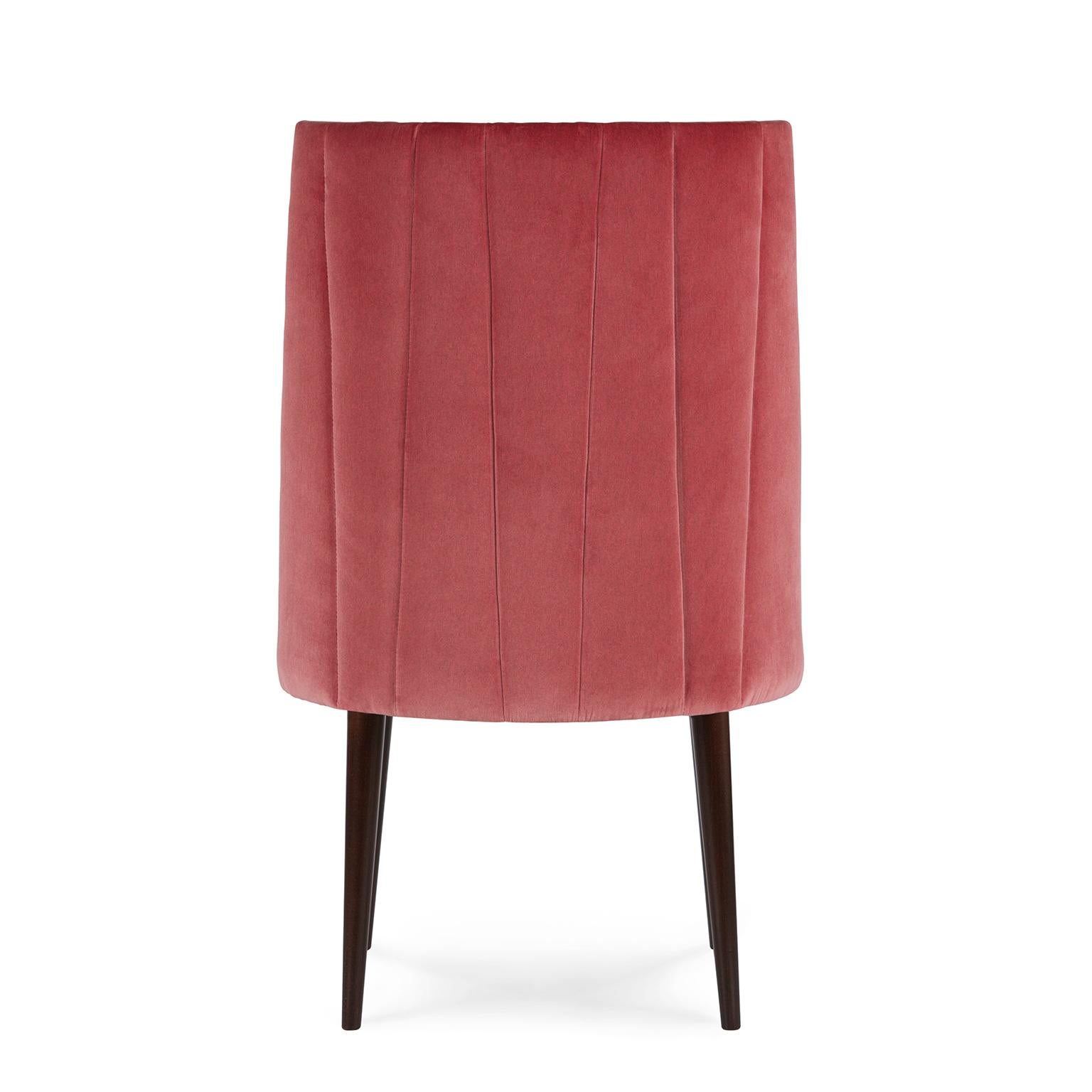 Modern De Castro Dining Chair, Ruby Pink Velvet, Handmade Portugal by Greenapple In New Condition For Sale In Lisboa, PT