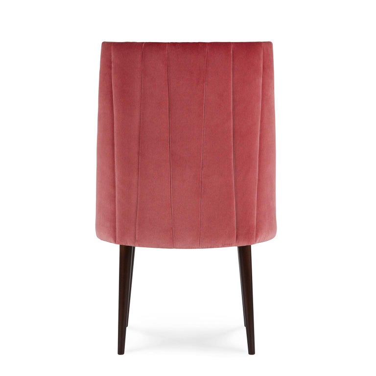 Contemporary De Castro Chair Beech Dark Brown Stain Ruby Pink Cotton Velvet Ebony For Sale