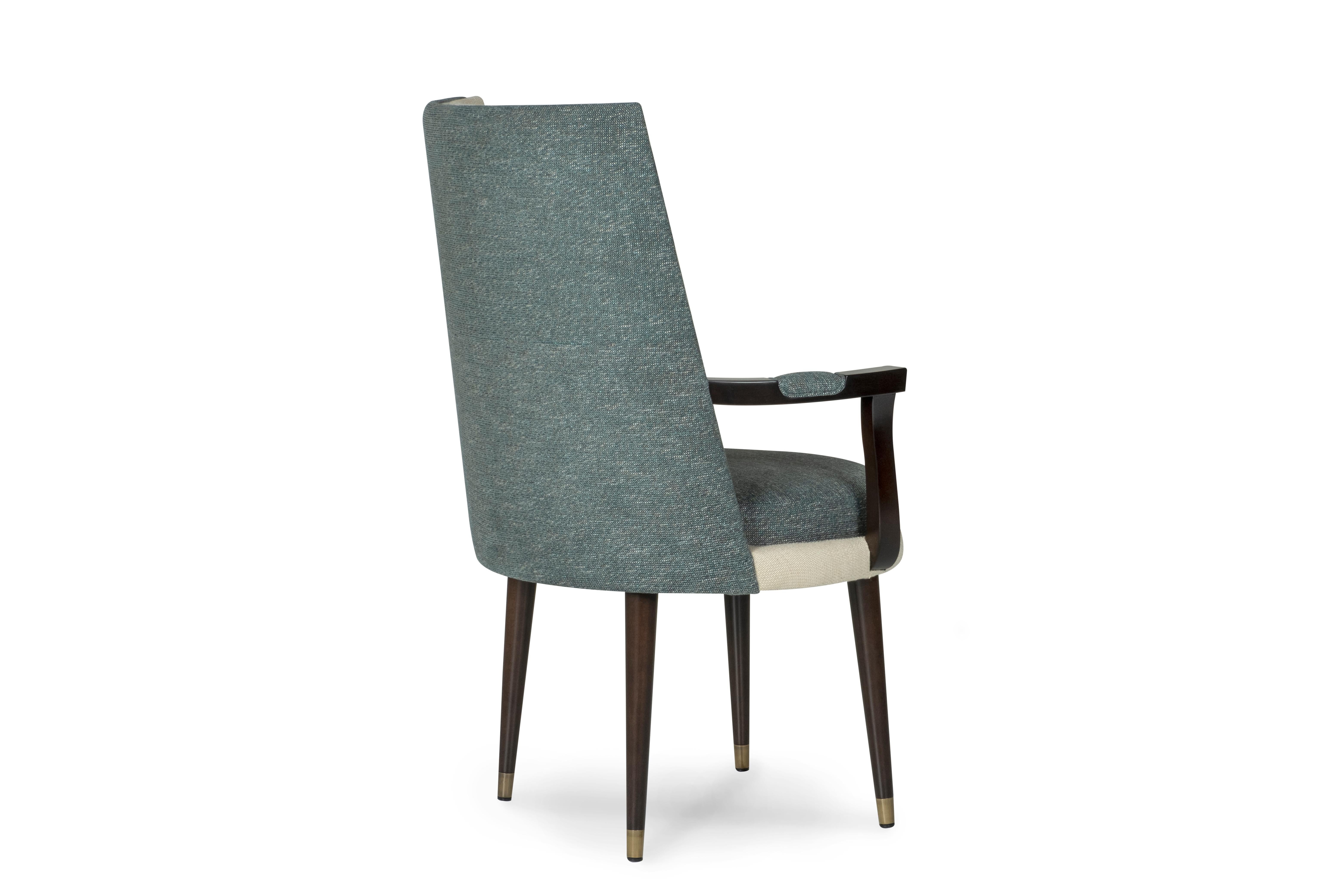 Moderne Chaise de salle à manger moderne De Castro, tissée bleu beige, fabriquée à la main au Portugal par Greenapple en vente