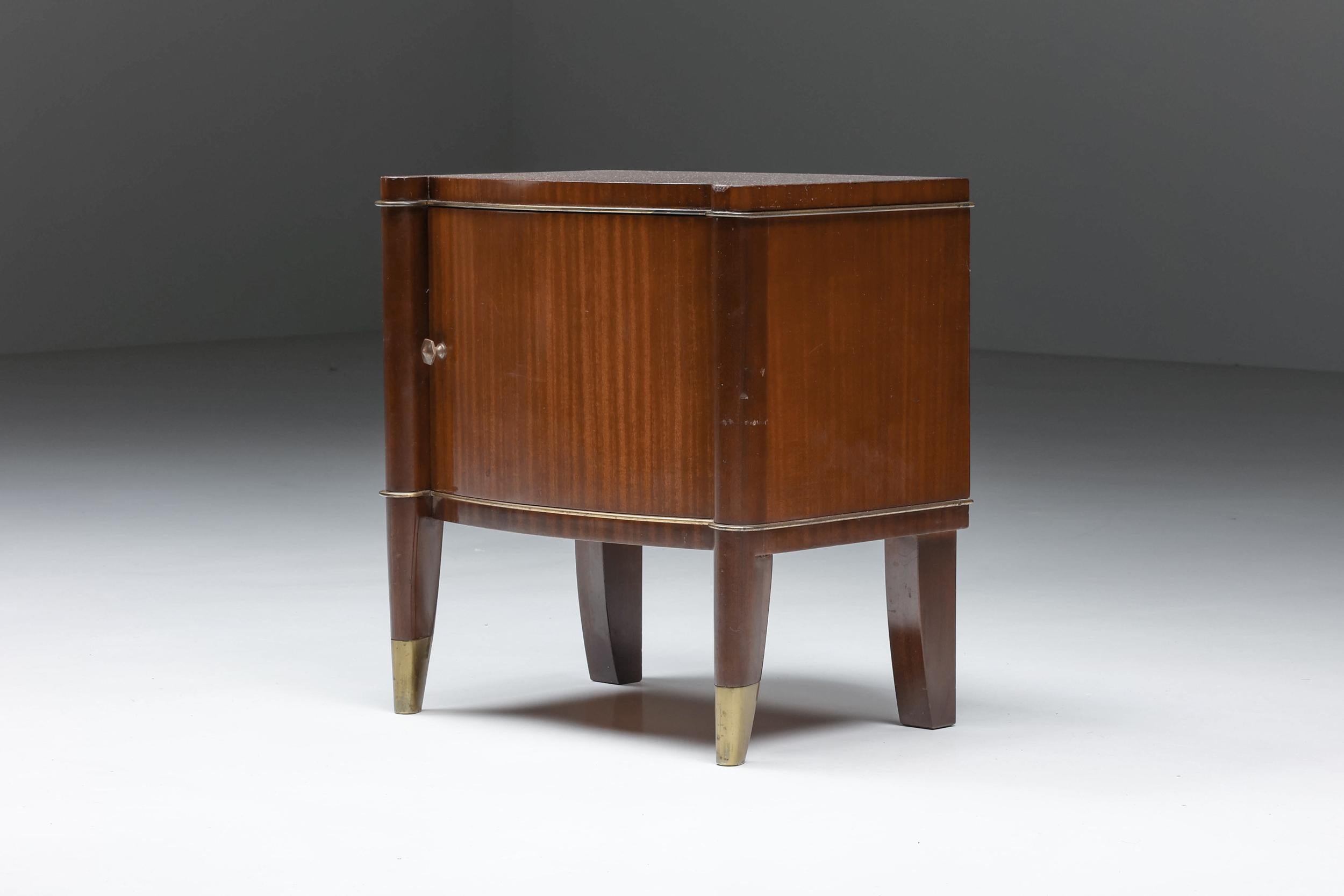 Mid-Century Modern De Coene Brown Bed Side Table, Art Deco, Henry van de Velde, 1960's For Sale