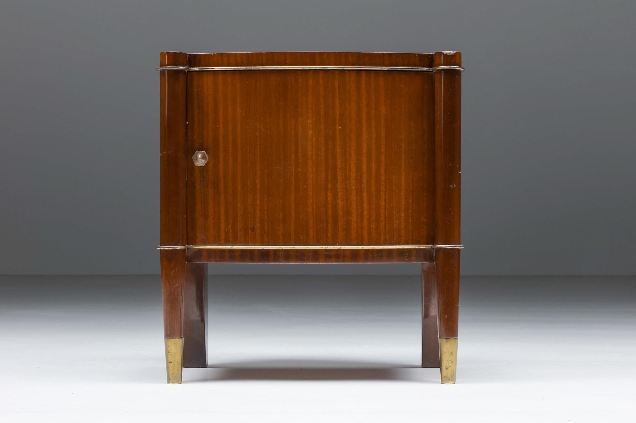Belgian De Coene Brown Bed Side Table, Art Deco, Henry van de Velde, 1960's For Sale