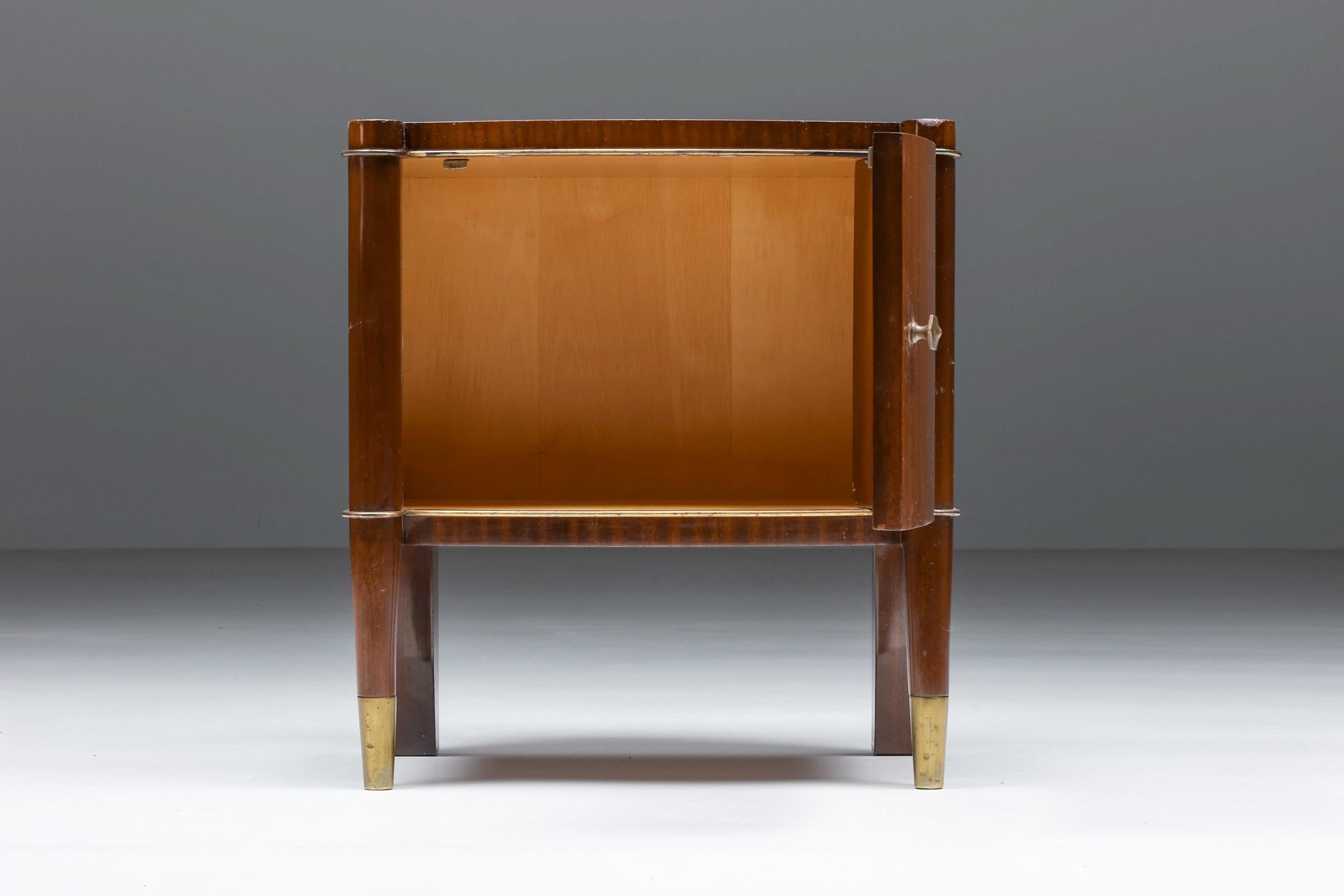 De Coene Brown Bed Side Table, Art Deco, Henry van de Velde, 1960's In Excellent Condition For Sale In Antwerp, BE