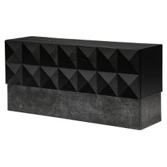 De Coene Brutalist Inspired Credenza, Art Deco, 1970s, Belgium, Oak and Stone