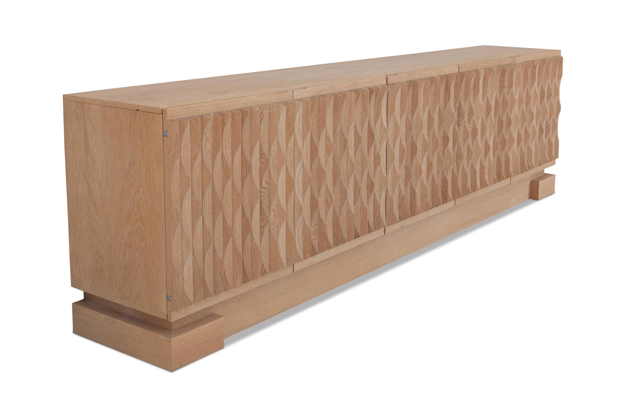 De Coene Brutalist Sideboard with Graphic Patterns in Oak, 1970s 3