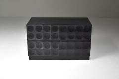 De Coene Brutalist Stained Cabinet with Circular Patterned Doors