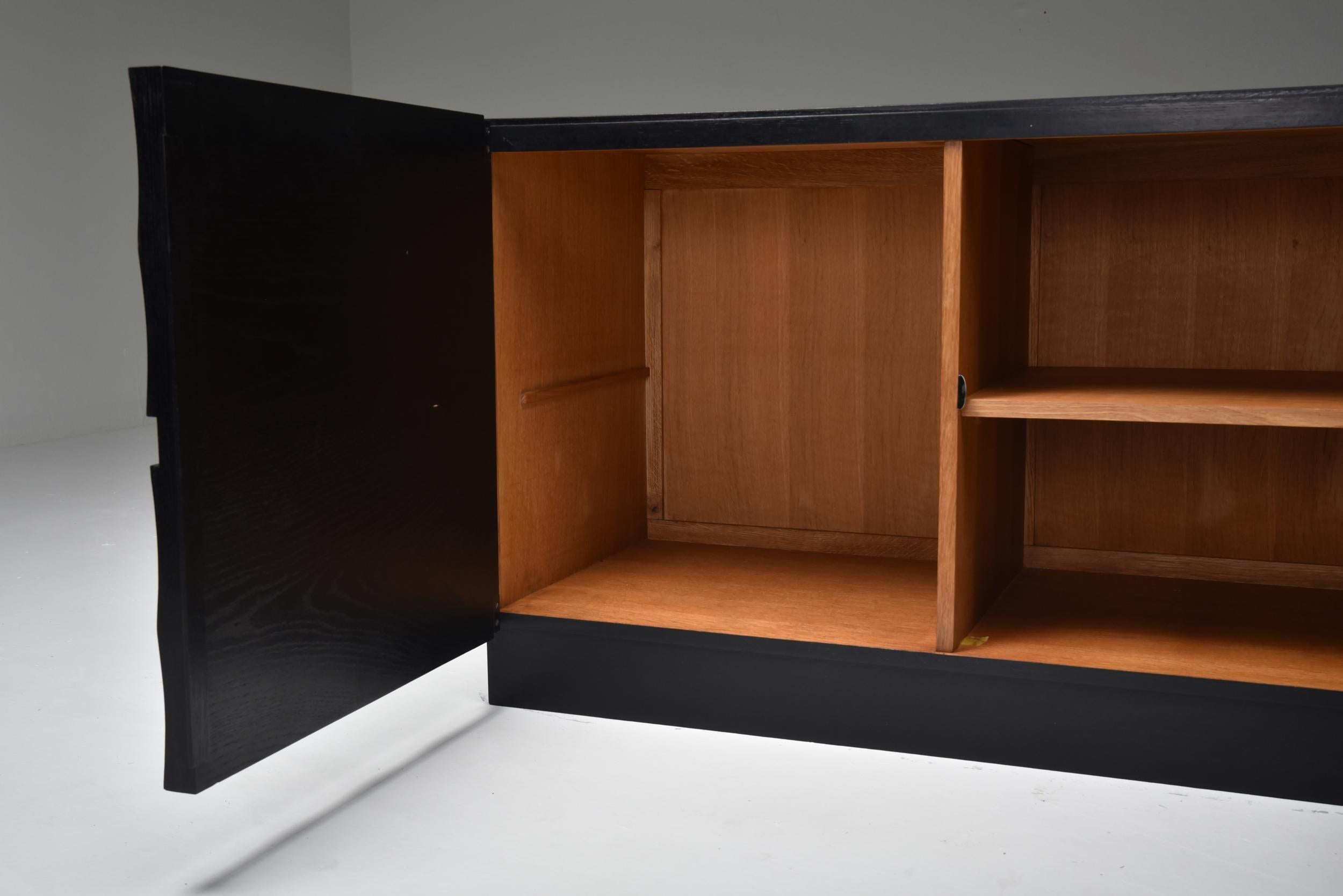 Oak De Coene Brutalist Stained Cabinet with Circular Patterned Doors