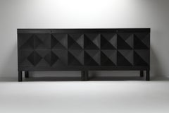 De Coene Brutalist Stained Oak Credenza
