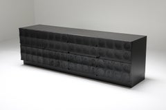 De Coene Brutalist Stained Oak Sideboard with Circular Patterned Doors