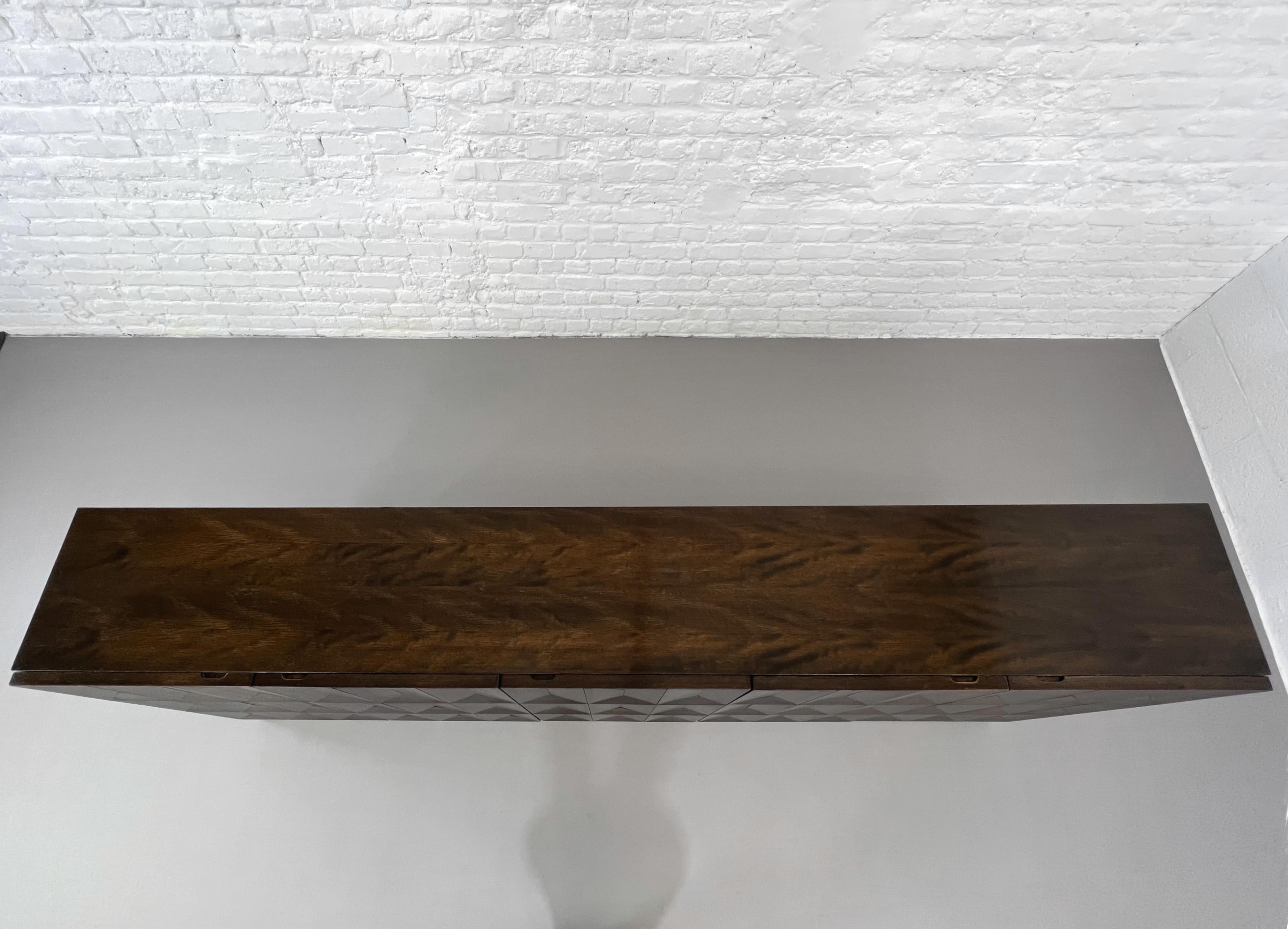 Belgian  De Coene Design And Brutalist Style Dark Oak Wooden Large Sideboard