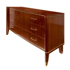 De Coene Freres Chest of Drawers with Artisan Brass Trim and Sabots 1940s