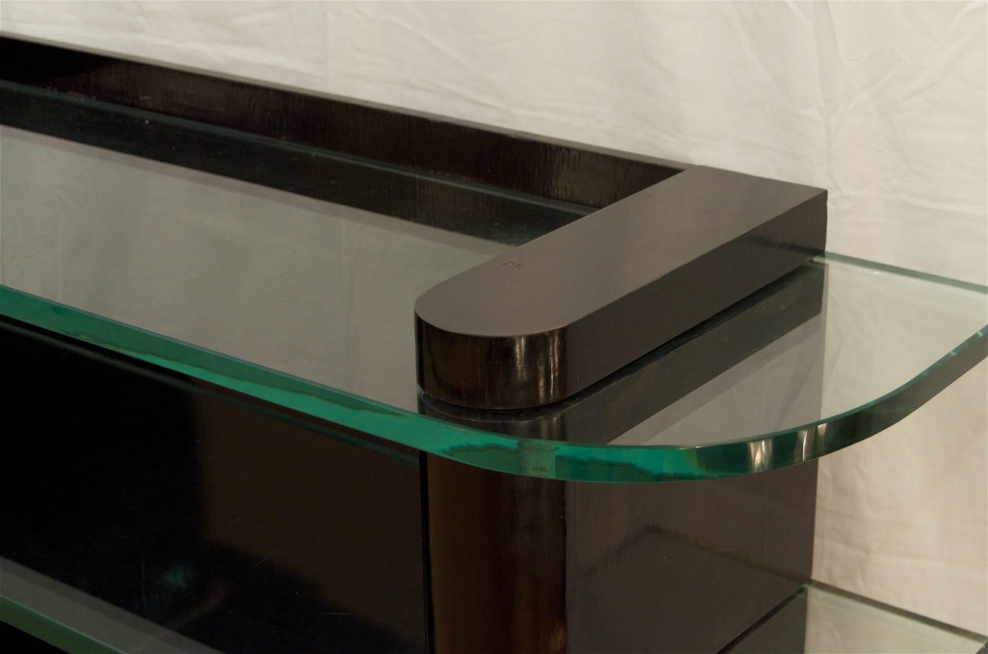 'De Coene Frères Art Deco Ebonized and Glass Console' In Good Condition For Sale In Stamford, CT