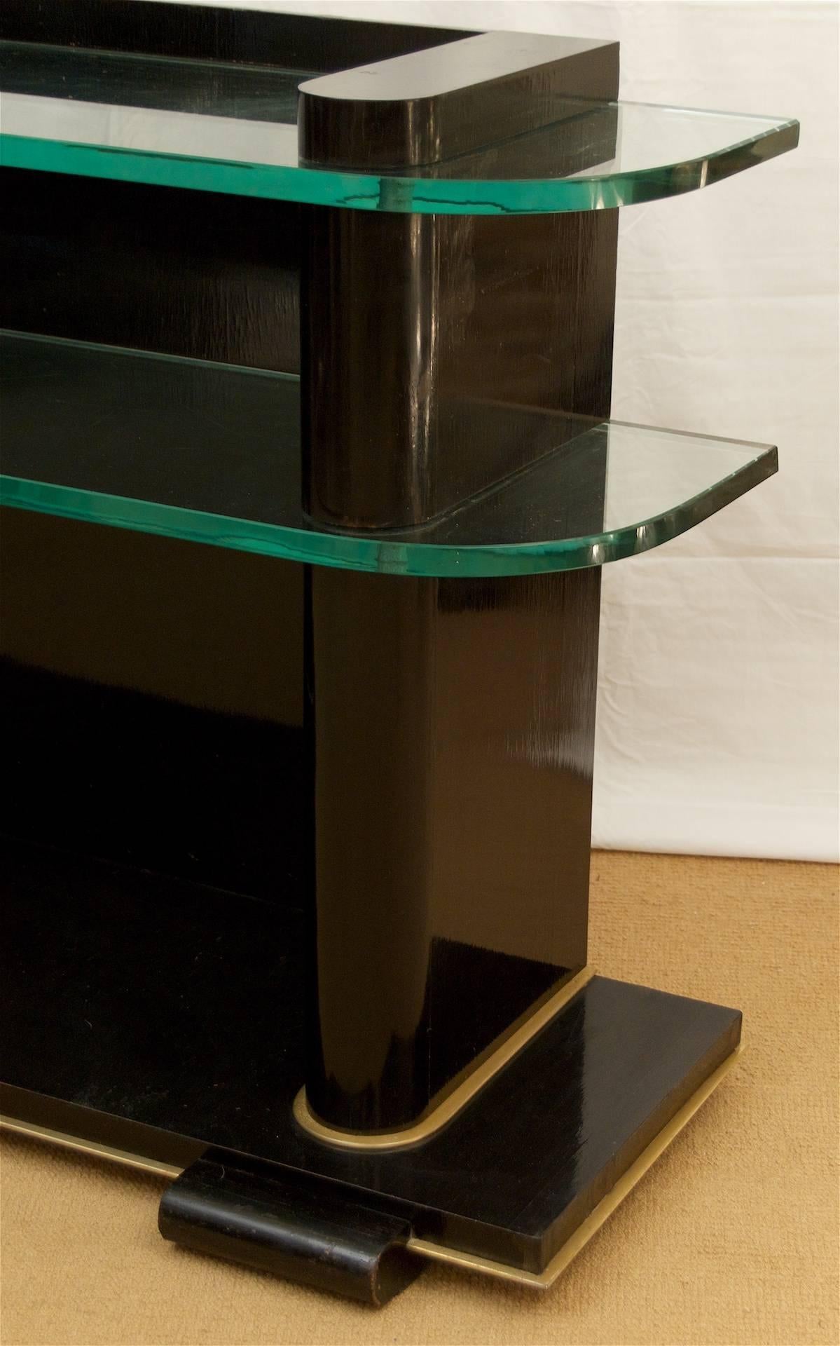 Early 20th Century 'De Coene Frères Art Deco Ebonized and Glass Console' For Sale