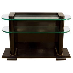 Antique 'De Coene Frères Art Deco Ebonized and Glass Console'