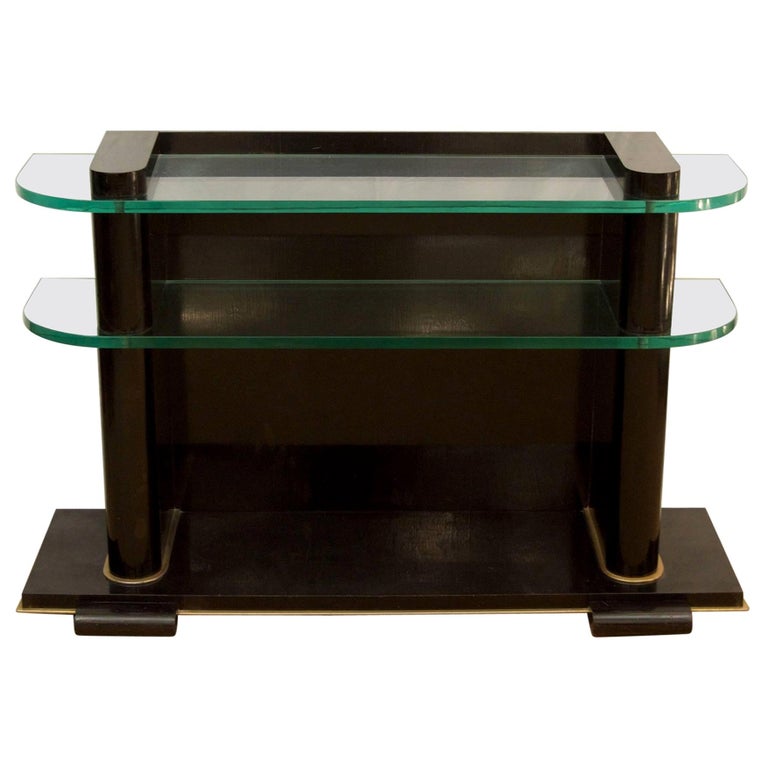 Art Deco Ebonized and Glass Console by De Coene Frères Art Deco Ebonized and Glass Console by De Coene Frères