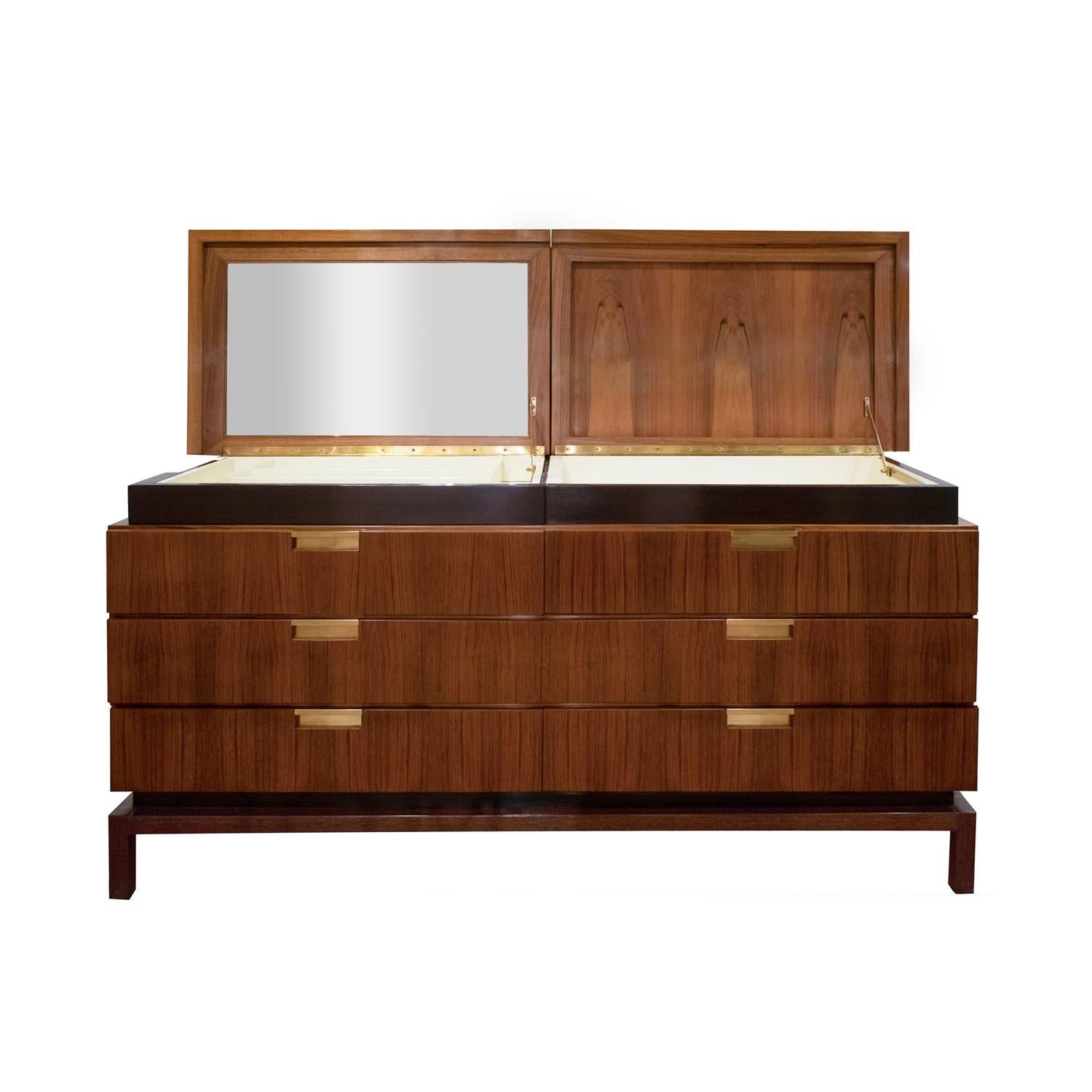 Hand-Crafted De Coene Frères Beautifully Tailored Chest of Drawers with Built-In Vanity 1960s For Sale