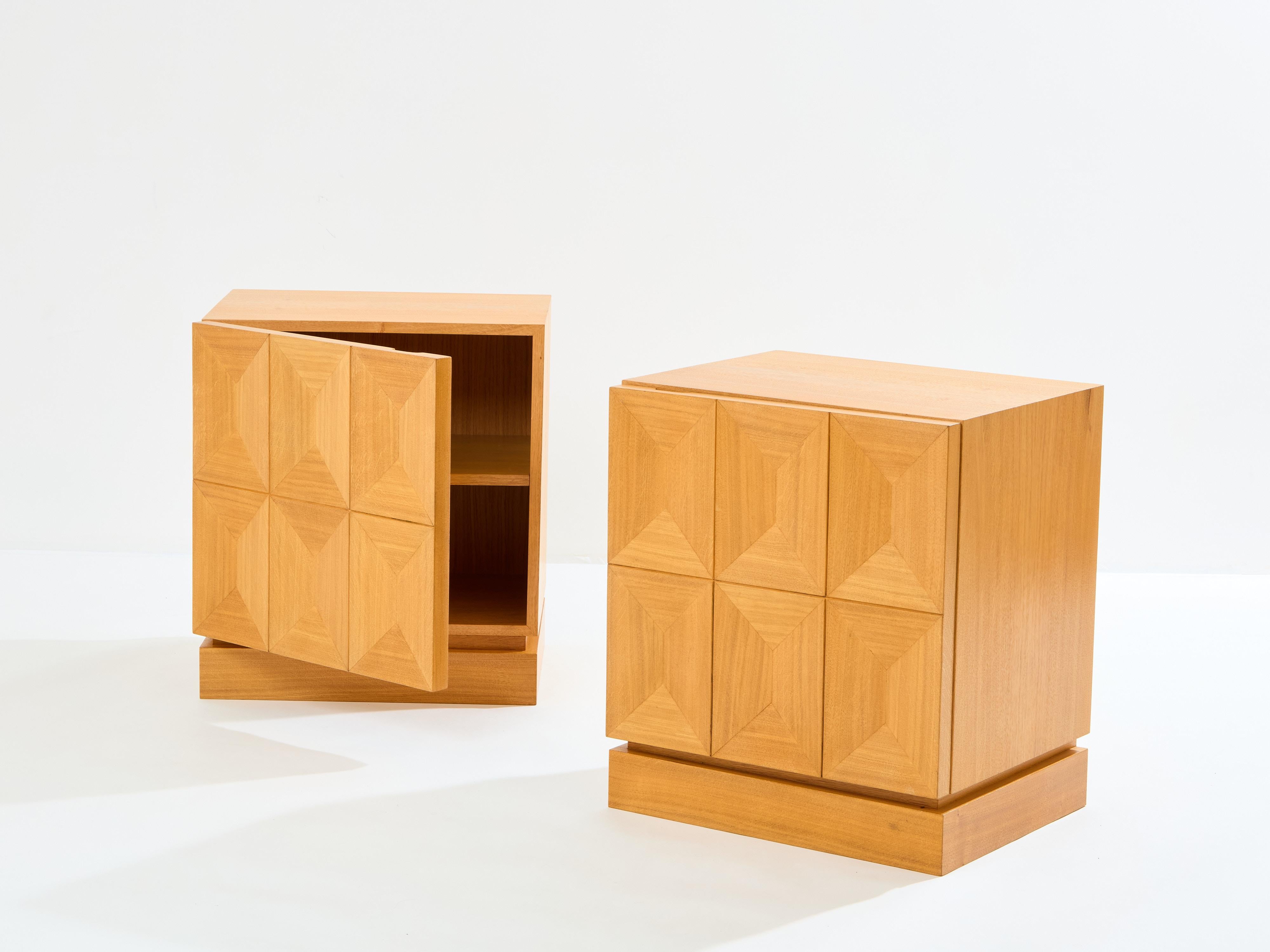 De Coene Frères brutalist oak bedside tables 1970 4