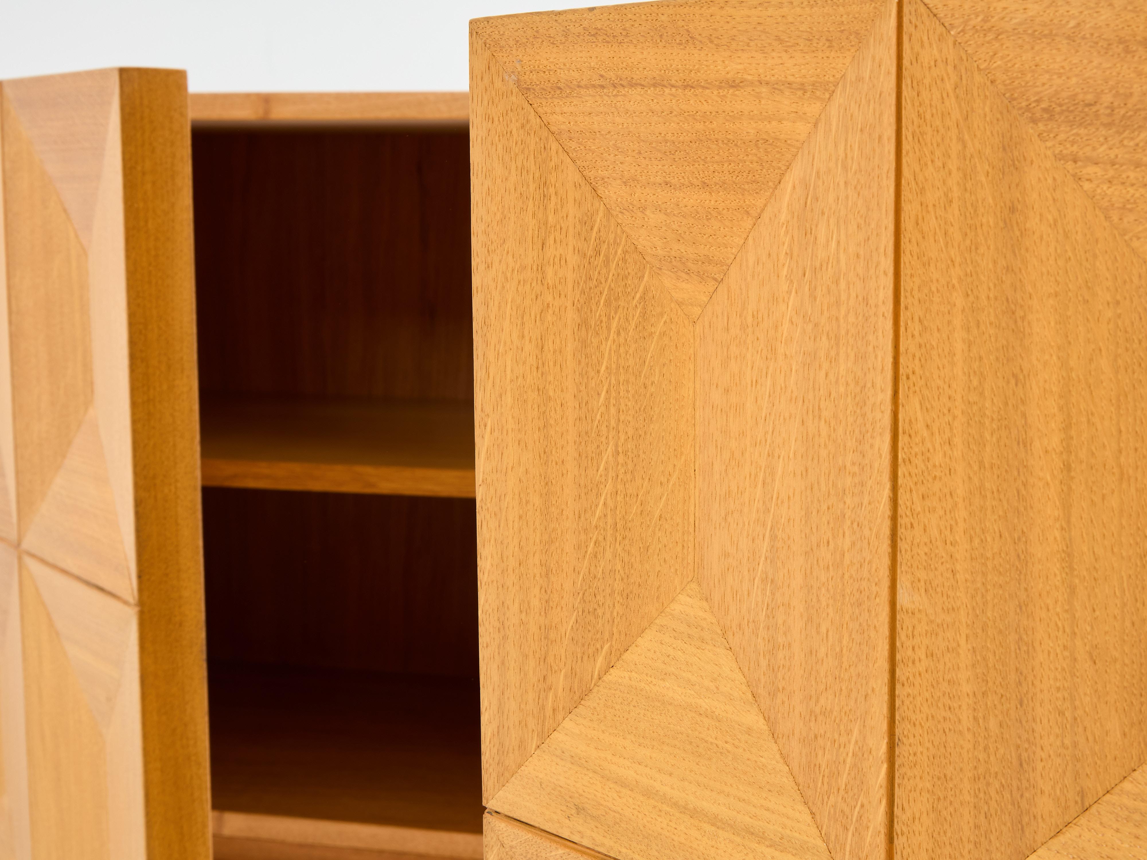 Belgian De Coene Frères brutalist oak bedside tables 1970