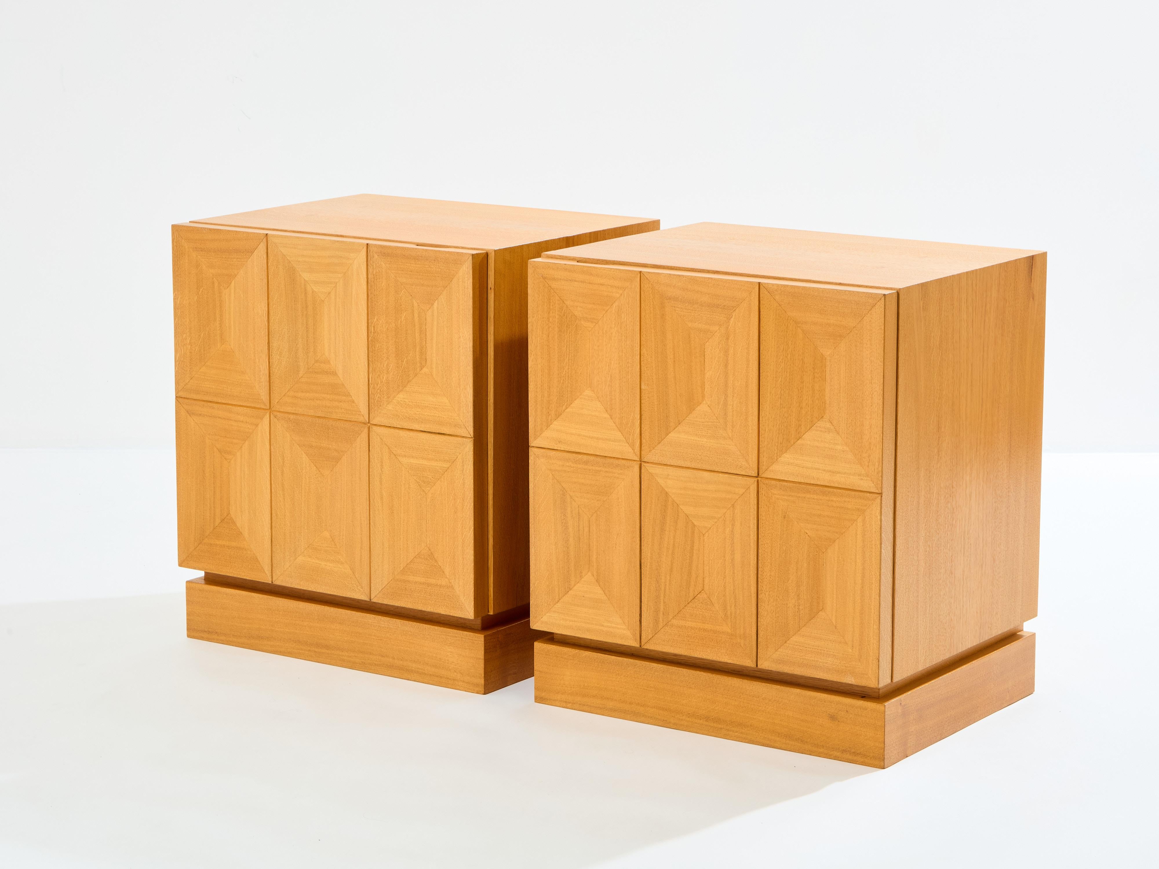 Late 20th Century De Coene Frères brutalist oak bedside tables 1970