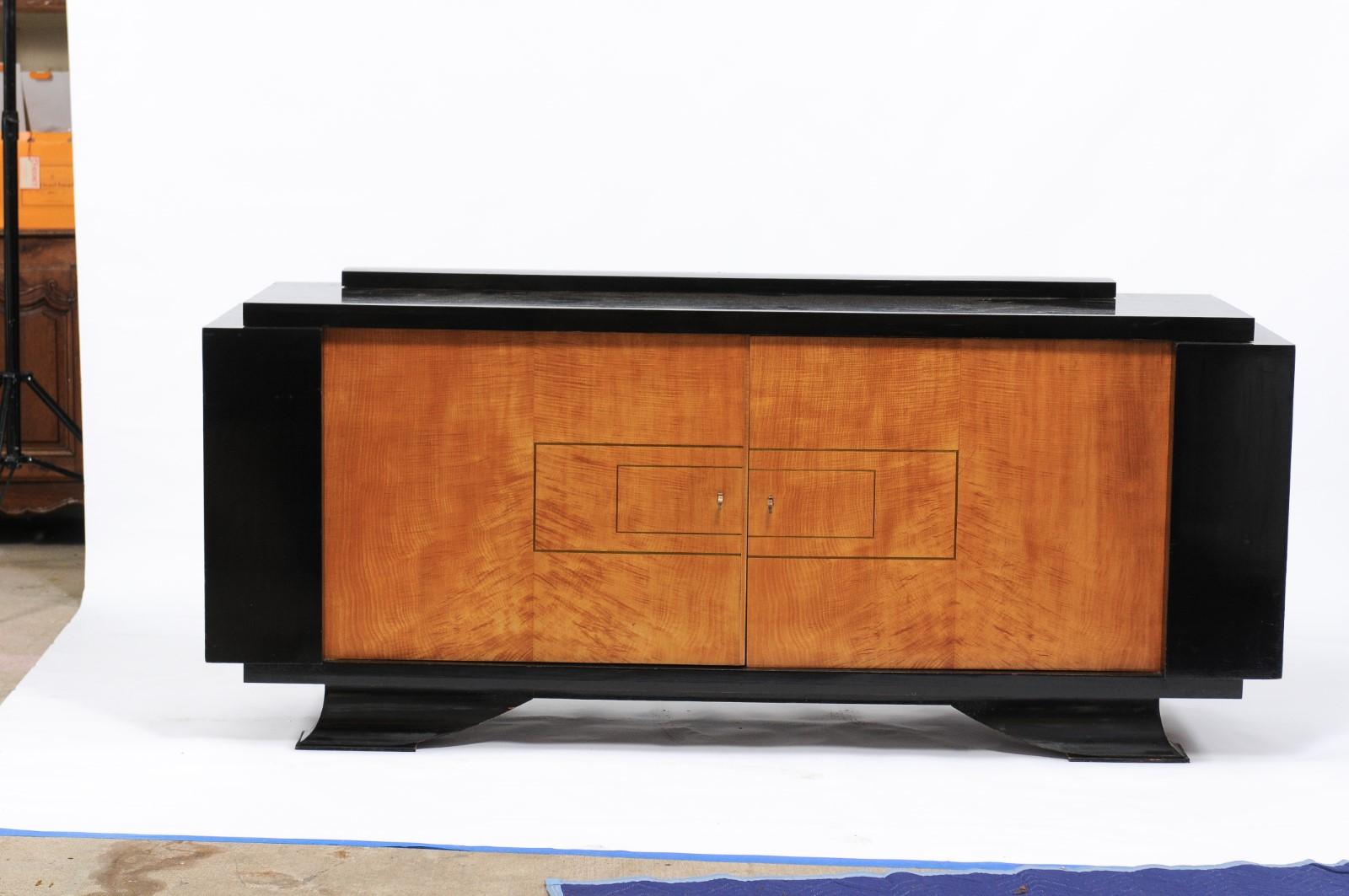 De Coène Frères Brutalist Period Stained Oak Sideboard with Contrasting Colors 6