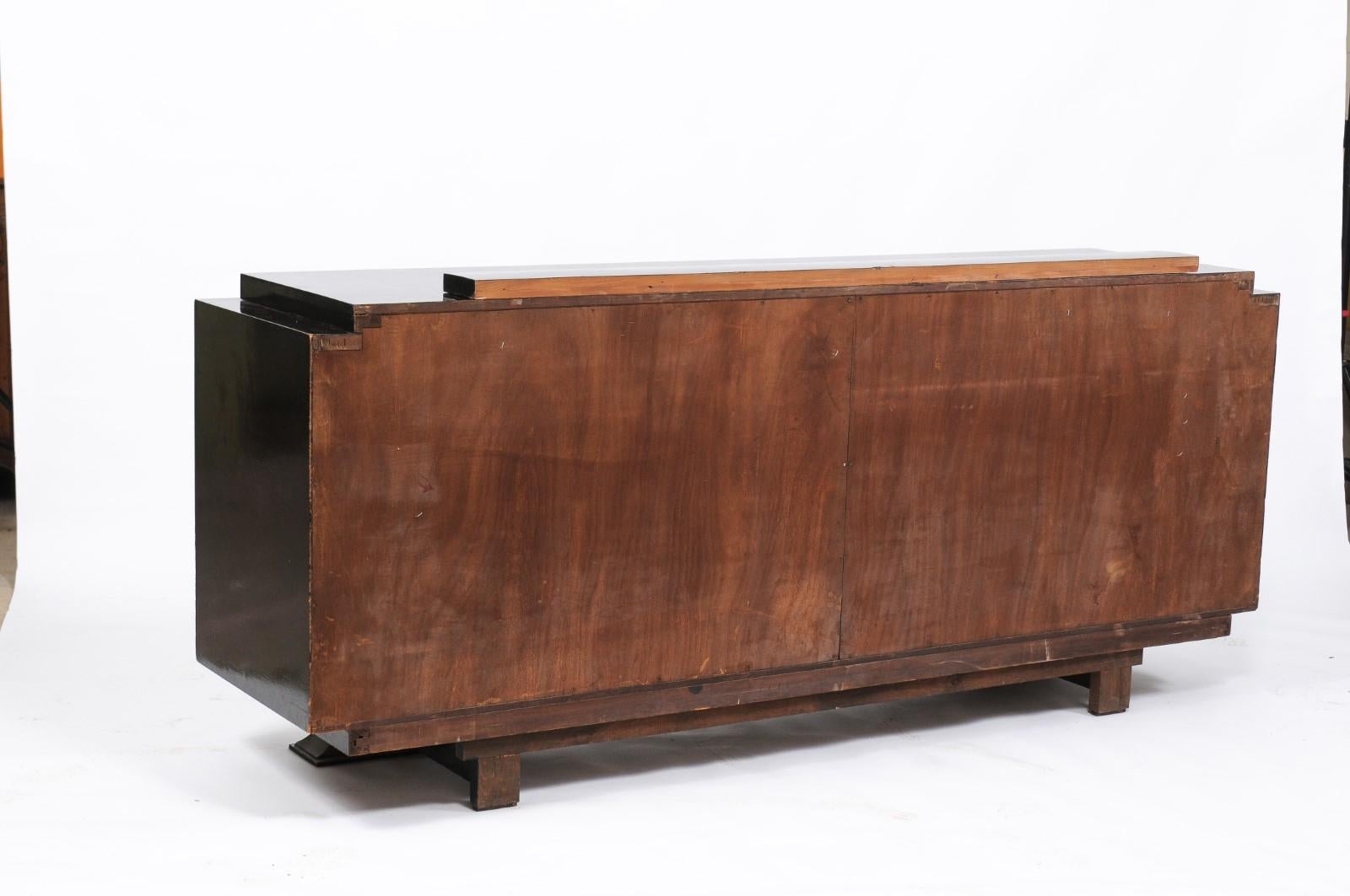 De Coène Frères Brutalist Period Stained Oak Sideboard with Contrasting Colors In Good Condition In Atlanta, GA