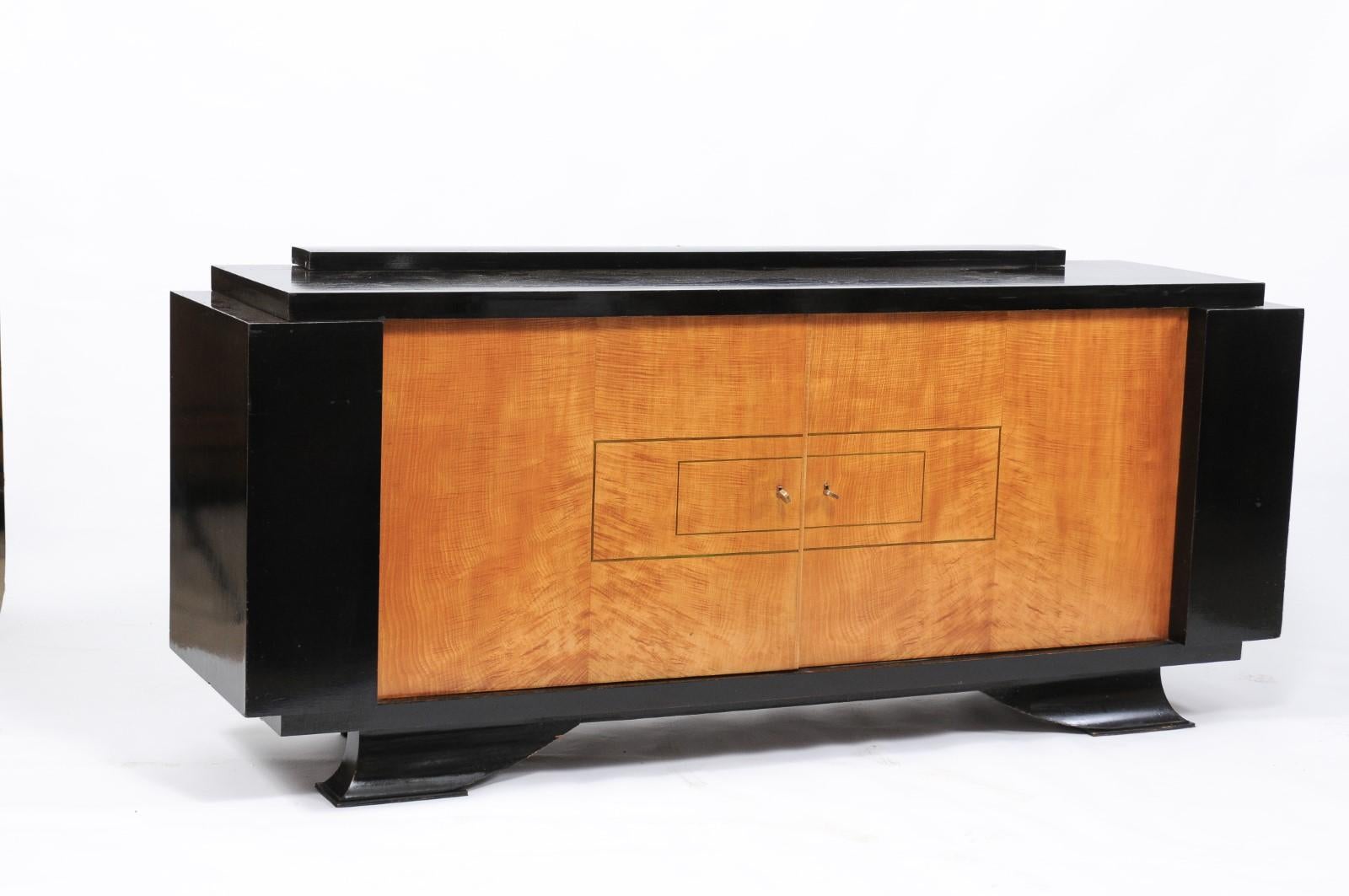 20th Century De Coène Frères Brutalist Period Stained Oak Sideboard with Contrasting Colors