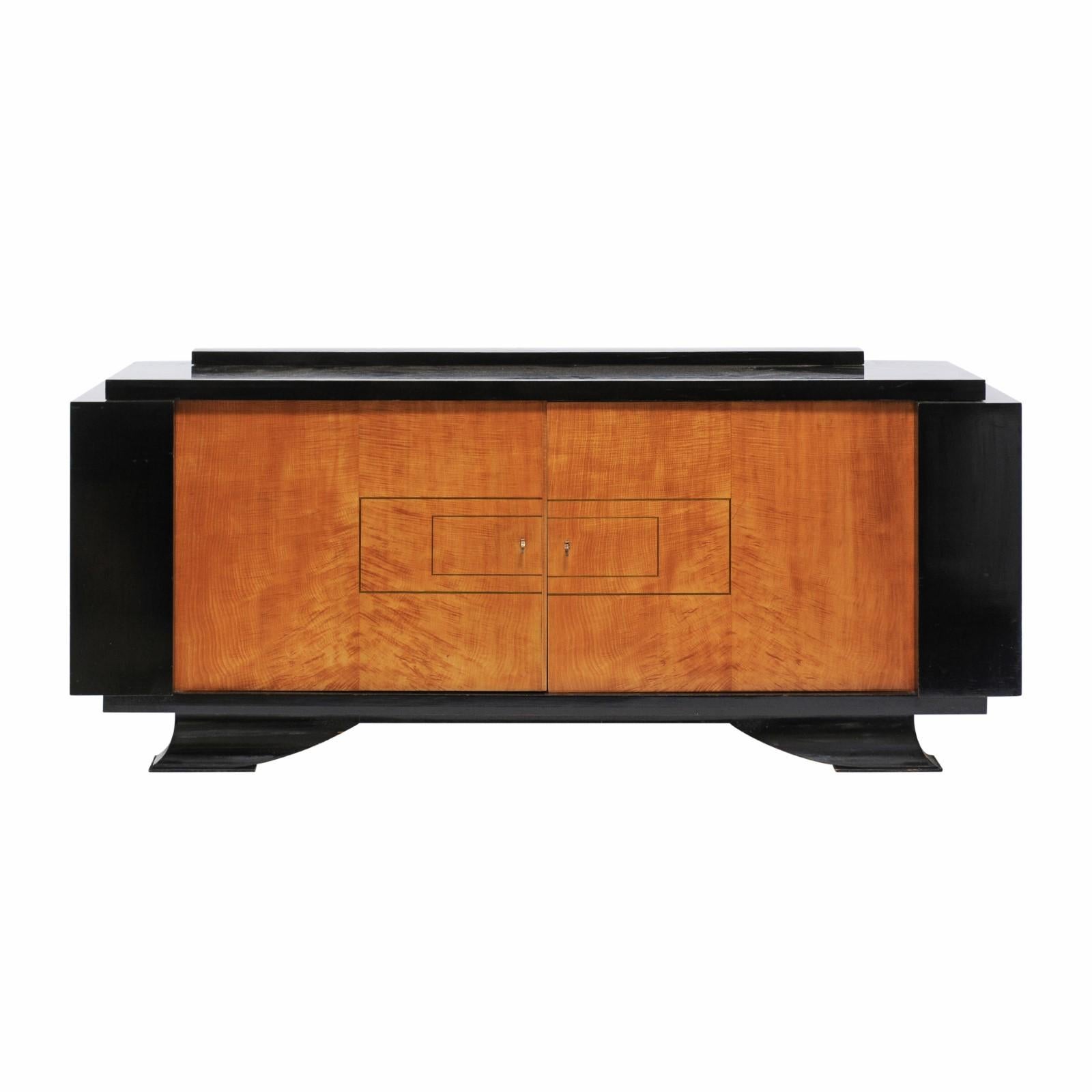 De Coène Frères Brutalist Period Stained Oak Sideboard with Contrasting Colors