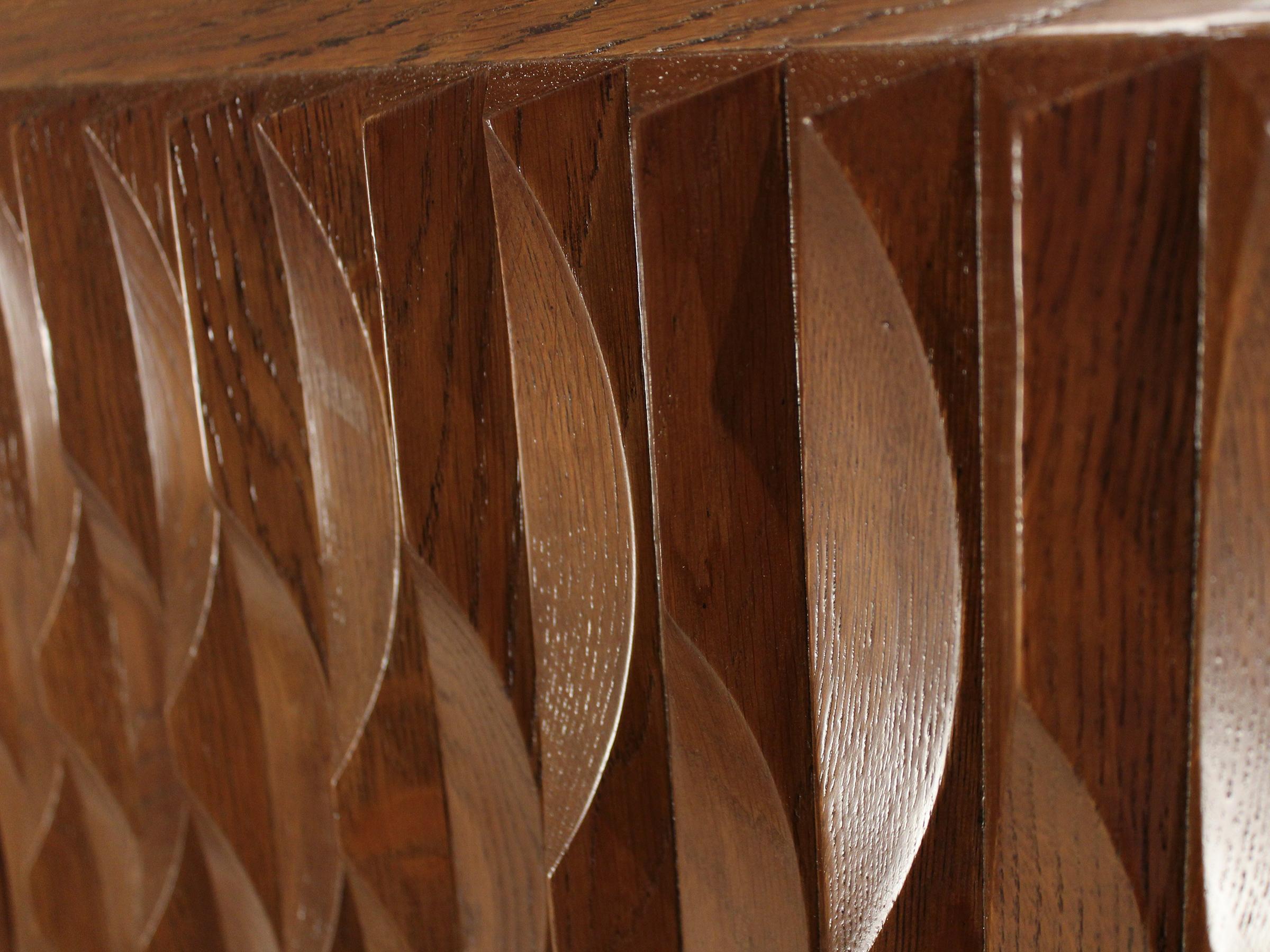 Belgian De Coene Freres Kortrijkse Brustalist Dark Oak Highboard Cabinet For Sale