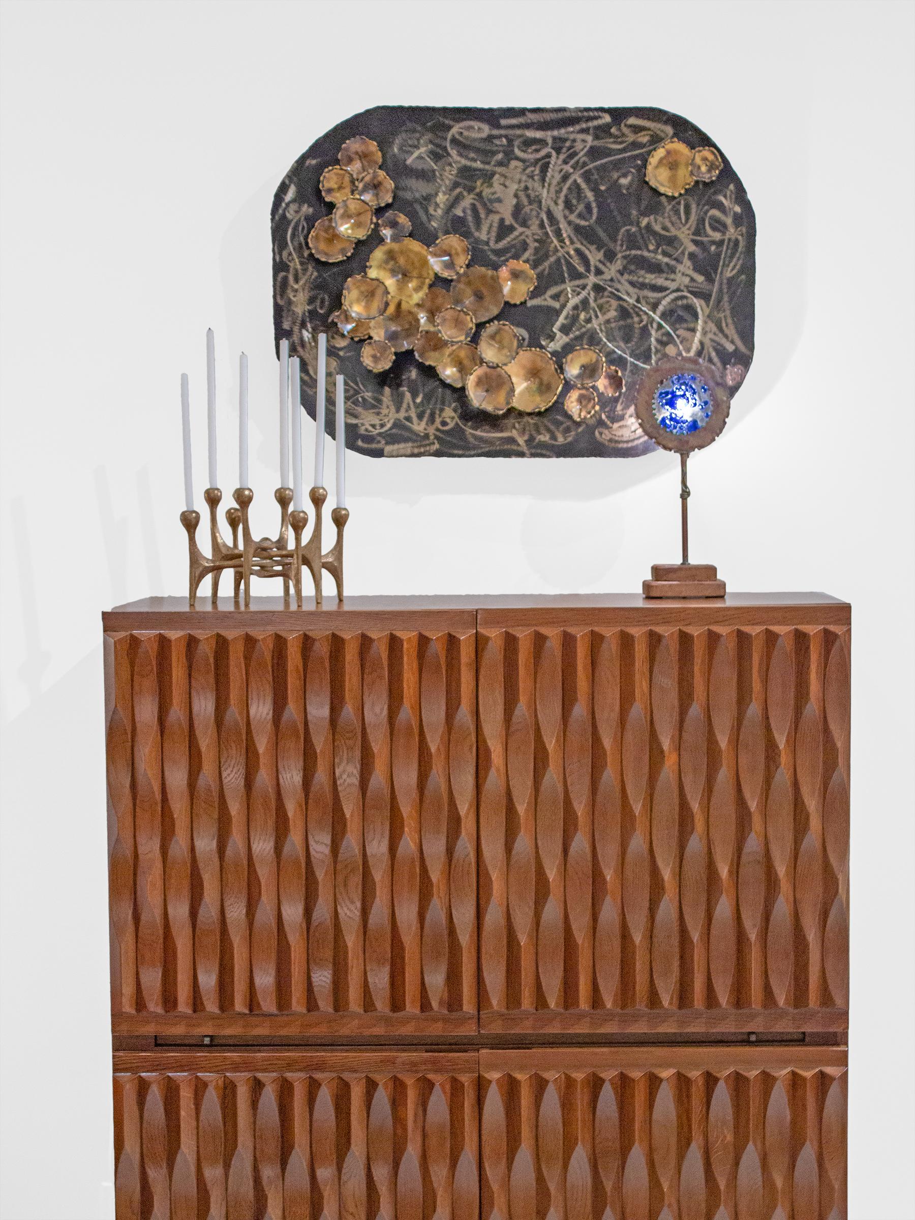 De Coene Freres Kortrijkse Brustalist Dark Oak Highboard Cabinet In Good Condition For Sale In New York, NY