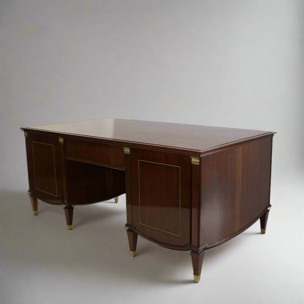 20th Century DE COENE FRÈRES Neoclassical Mahogany Desk, Belgium For Sale