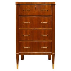 De Coene Frères Petite commode en acajou et laiton années 1940