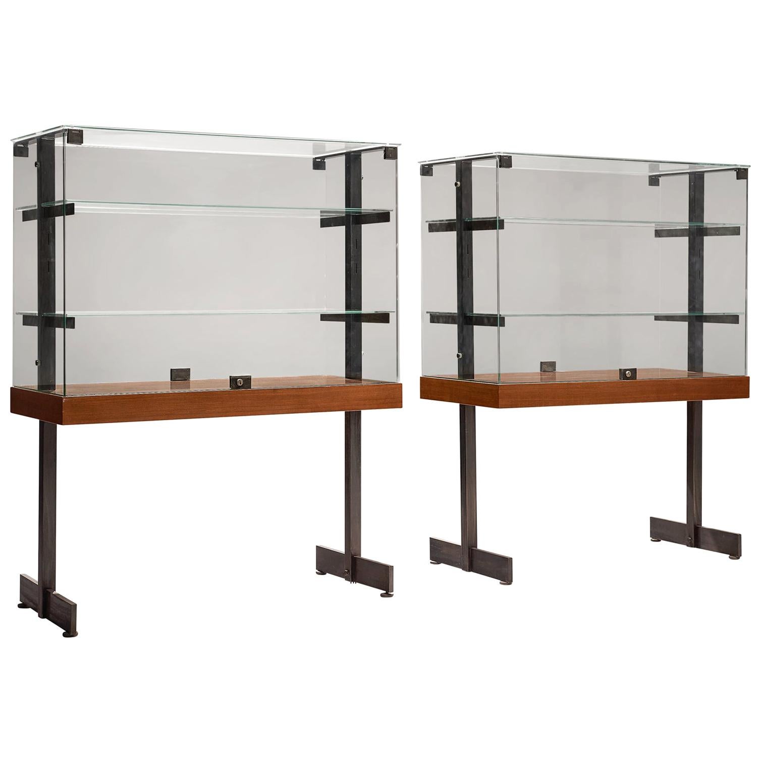 De Coene Large Set of Showcases with Steel Legs