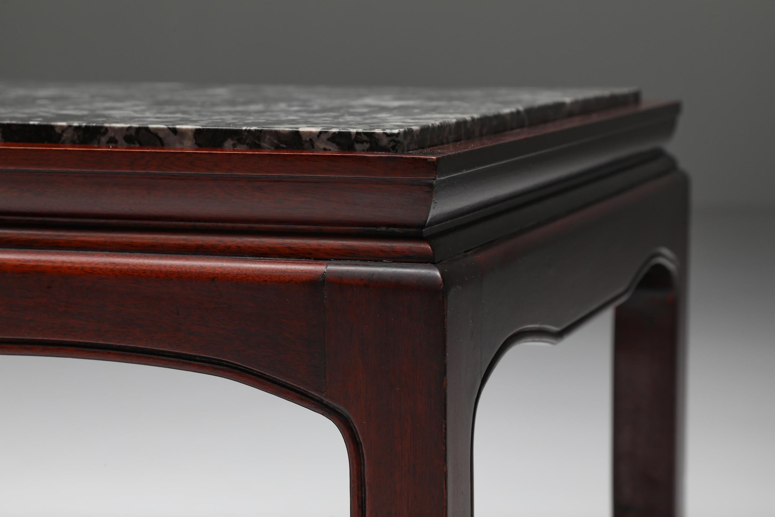 De Coene Marble and Mahogany Coffee Table, Art Deco, Japanoiserie Style, Belgium 3