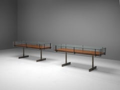 De Coene Pair of Low Showcases with Steel Legs