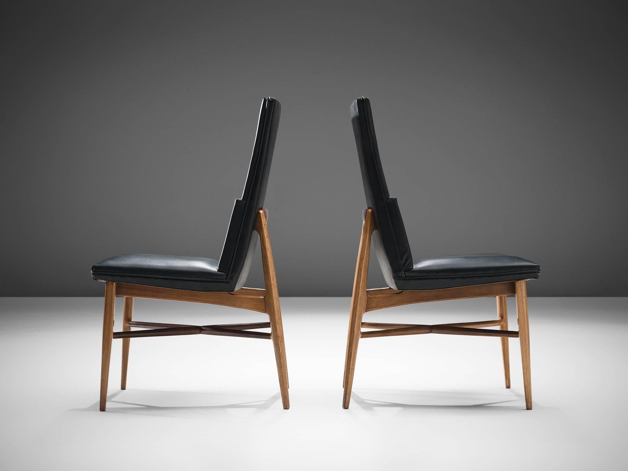 Belgian De Coene Set of Six Black Madison Dining Chairs