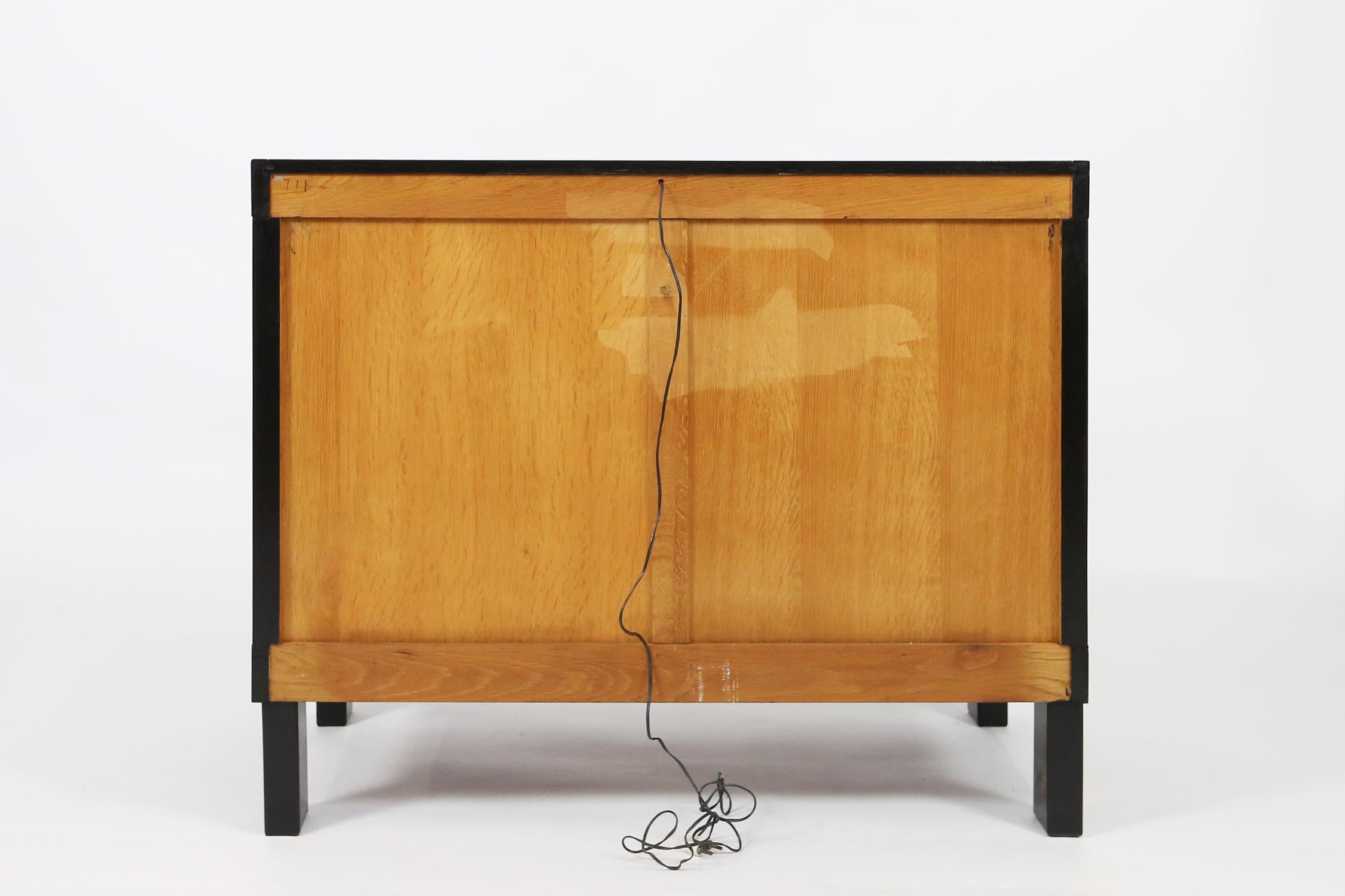De Coene Small Sideboard or Bar Cabinet in Black Stained Oak, 1970s For Sale 4