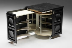 1970s Brutalist Bar Trolley by De Coene, Wood & Aluminum, Europe