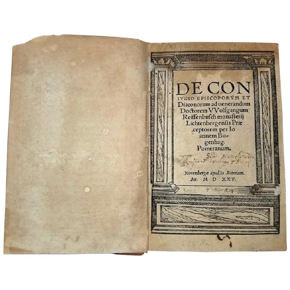 De Conjugio Episcoporum et Diaconorum by Bugenhagen, 1525 For Sale