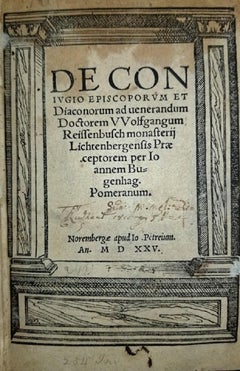 RARE ‘De Conjugio Episcoporum et Diaconorum’ by Johannes Bugenhagen – 1525