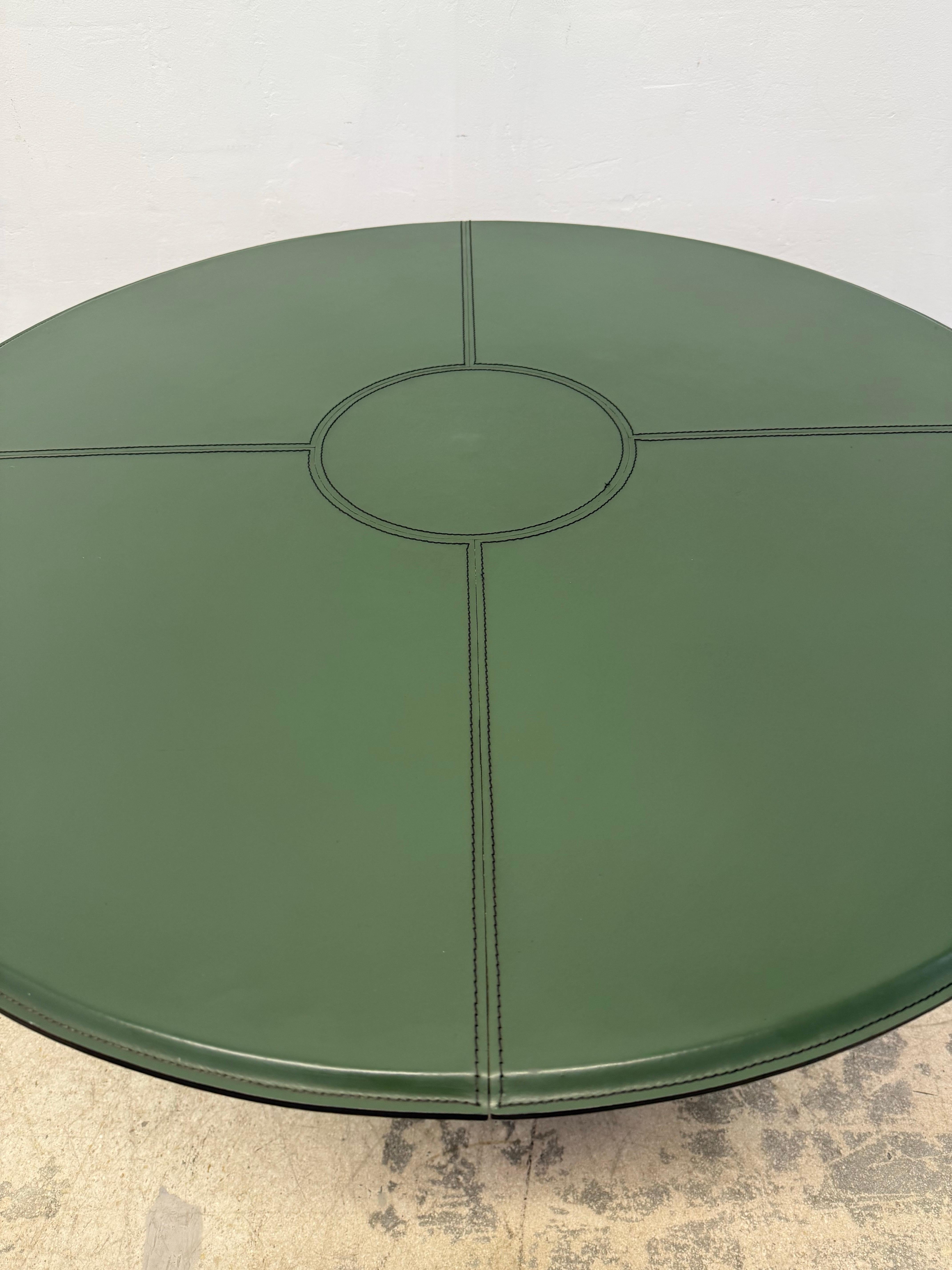 De Couro Brazil Hunter Green Leather table de salle à manger ou de jeu, années 1980 en vente 3