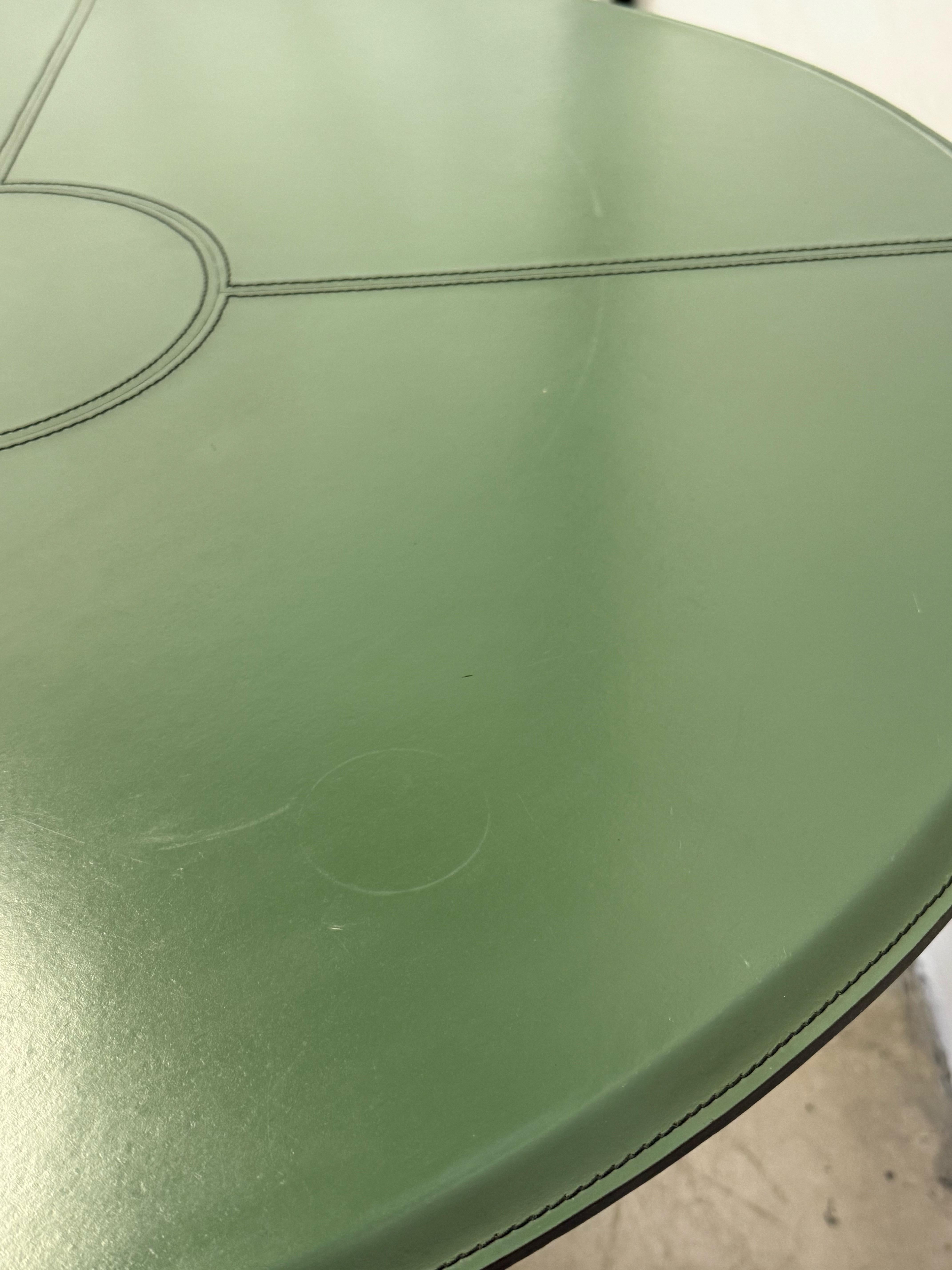 De Couro Brazil Hunter Green Leather table de salle à manger ou de jeu, années 1980 en vente 4