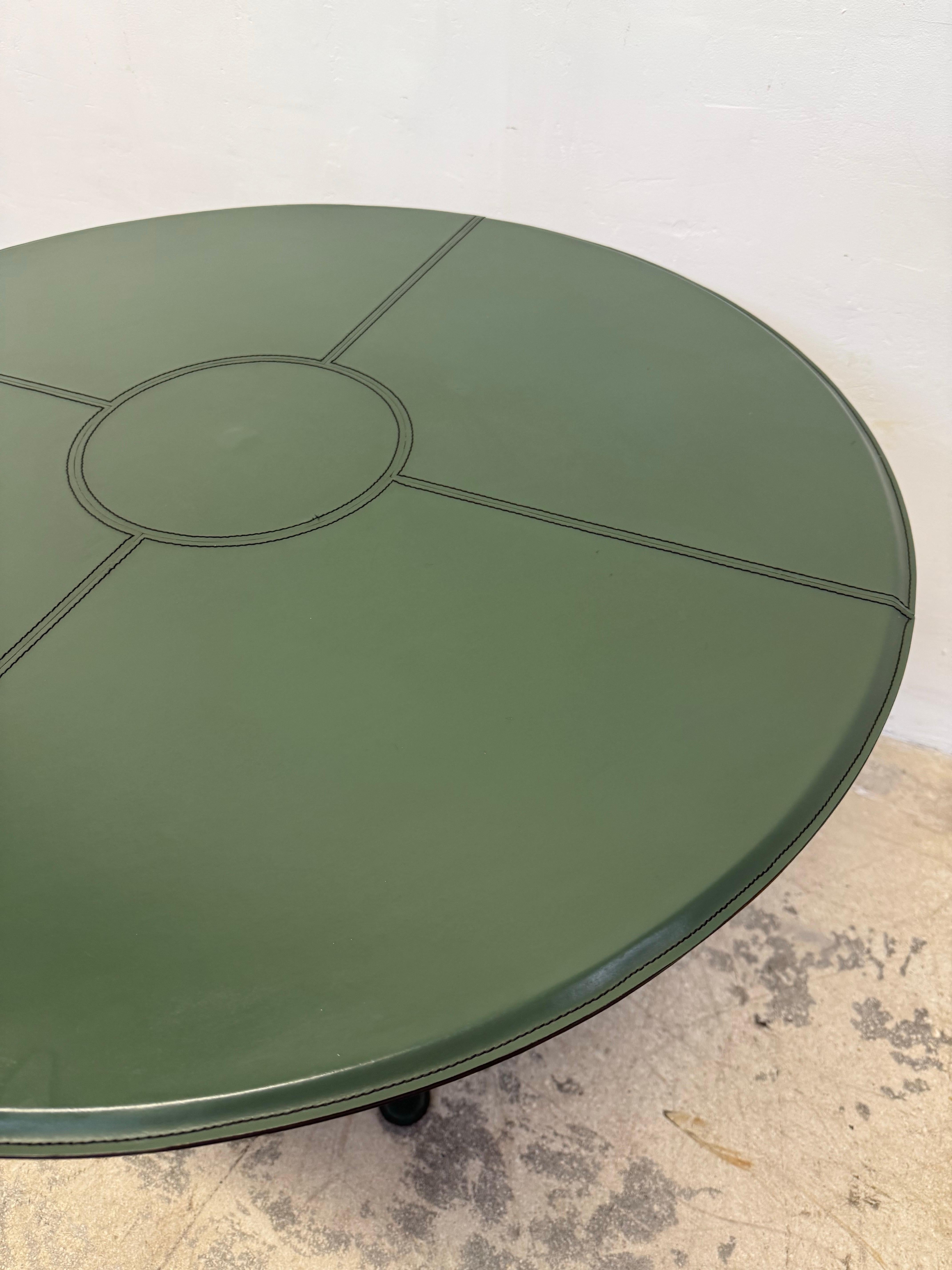 De Couro Brazil Hunter Green Leather table de salle à manger ou de jeu, années 1980 en vente 5