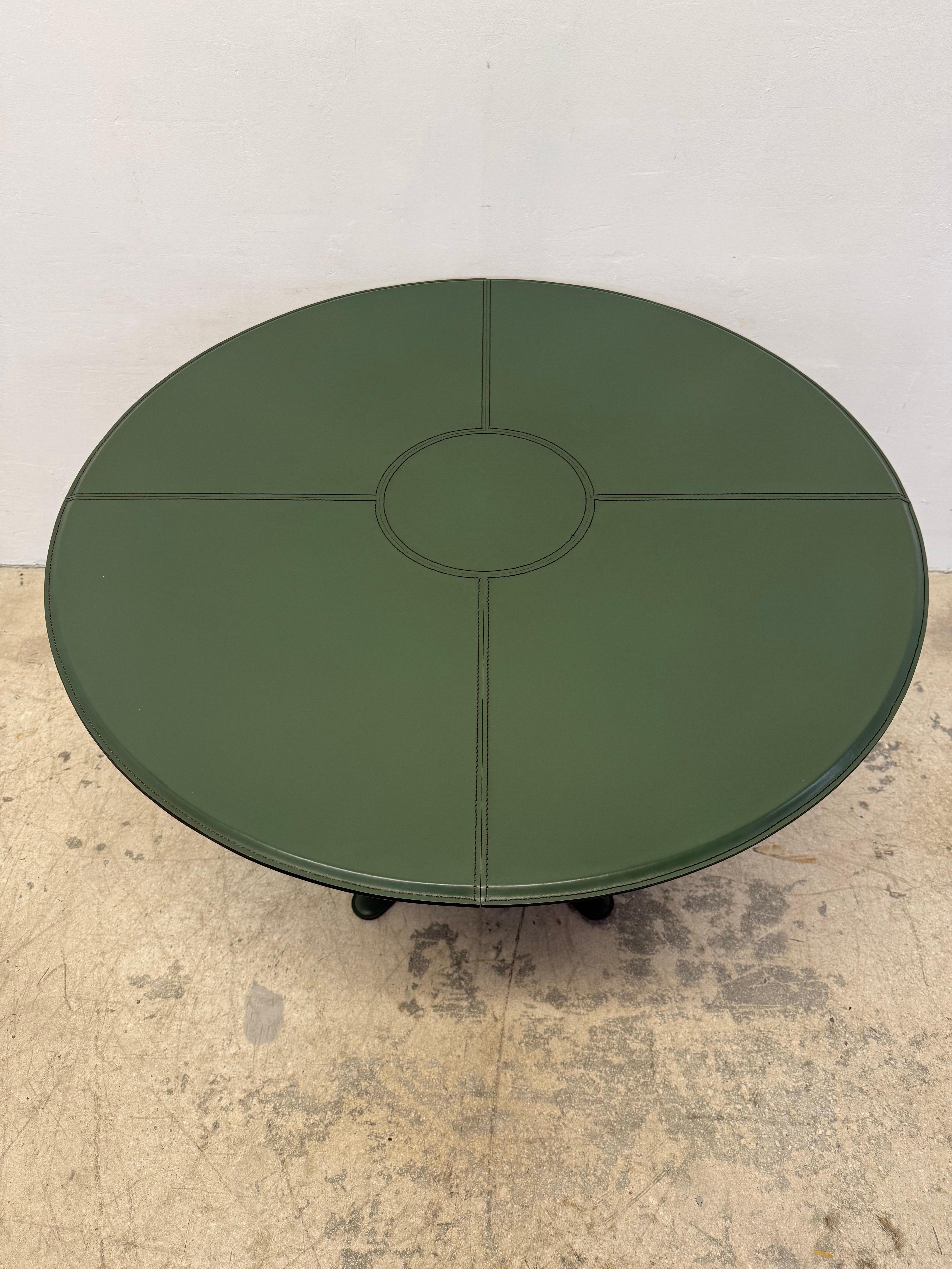 De Couro Brazil Hunter Green Leather table de salle à manger ou de jeu, années 1980 en vente 1