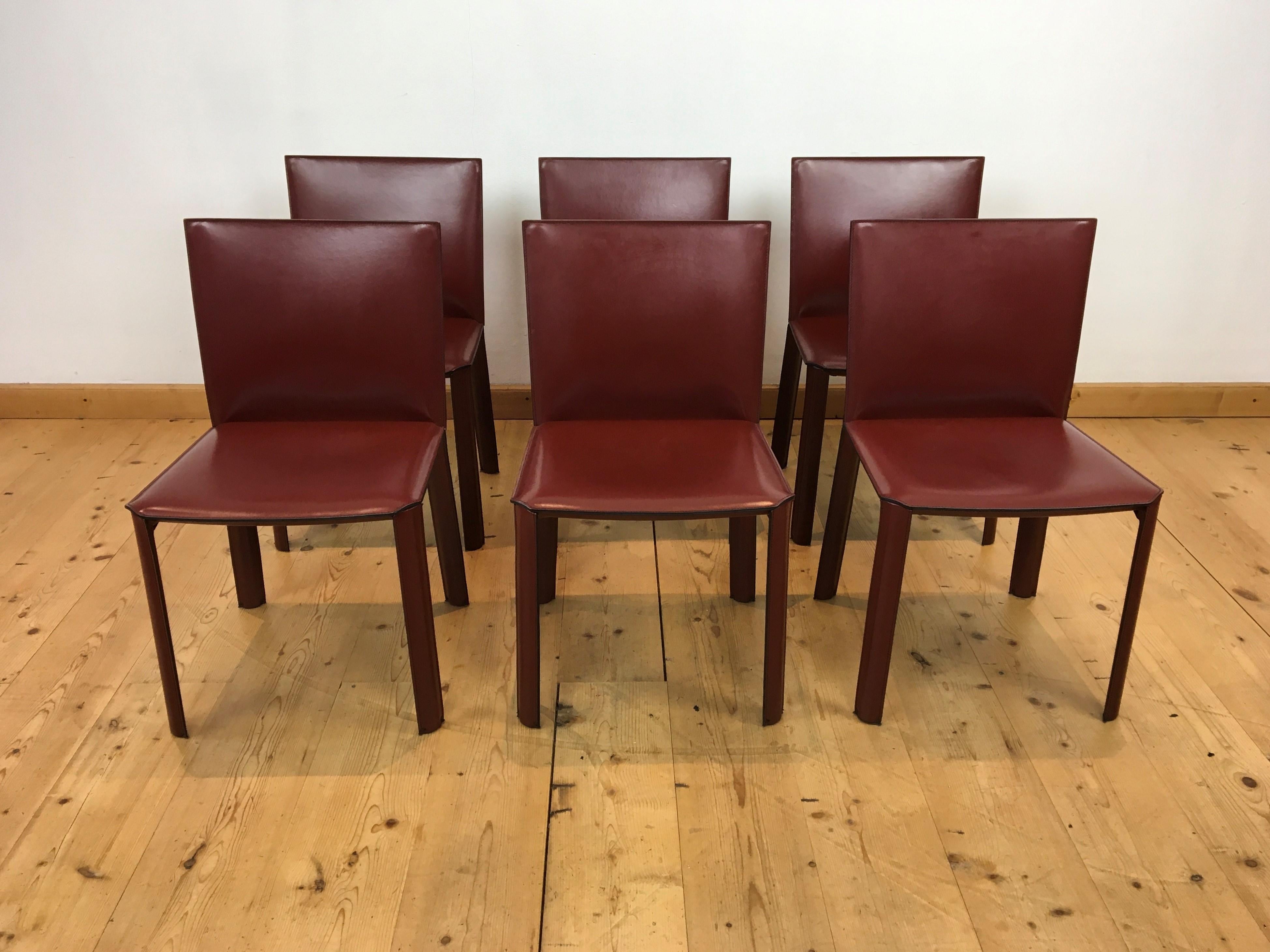 De Couro of Brazil Red Leather Dining Room Set for 6, 1980s For Sale 5