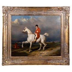 De Dreux: "Cavalier à Redingote Rouge" A Fine 19th-Century Equestrian Painting