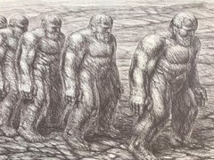 STEPPIN OUT Signed Lithograph, Stone Men, Fantasy Sci-fi Landscape