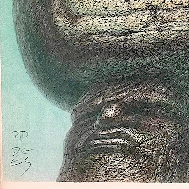 STONE CARRIERS Signed Hand Drawn Lithograph, Portrait Heads Stone Men Philosophy - Surrealist Print by De Es Schwertberger